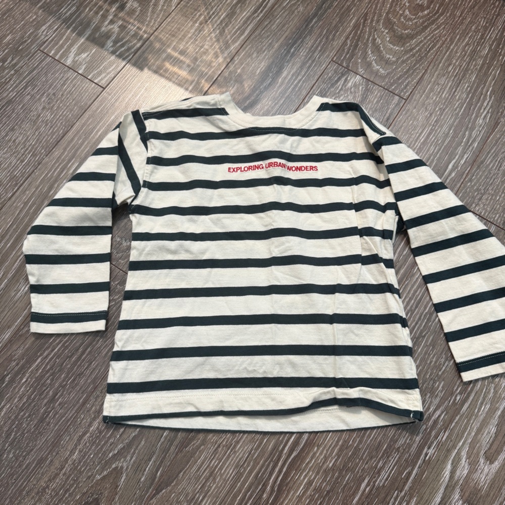 Zara Striped Kids Shirt - Green and Cream Size 5